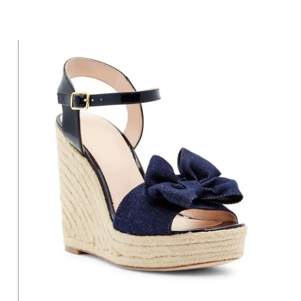 Kate Spade Womens Darya Denim Espadrille Wedge Shoes Size 9M‎